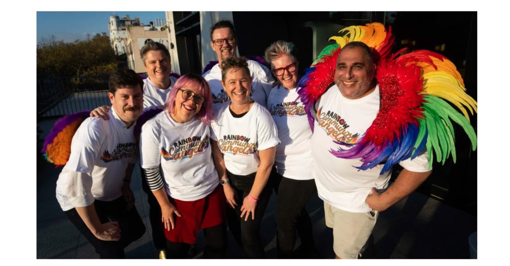 a photo of the rainbow community angels at the Victorian Pride Centre in May 2023, taken by the Age